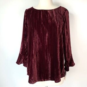 Foxcroft Crushed Velvet Burgundy Blouse sz 2X Valentines Dark Romantic Feminine